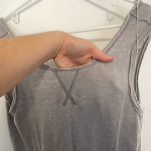 FABLETICS Tennyson Pullover Light Gray Scoop Neck Low Back French Terry Tank Top - Picture 7 of 10